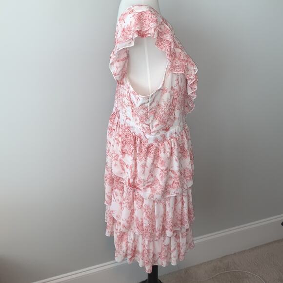 Misguided Wrap Tiered Ruffle Sleeveless Floral Dress Sz 14 NWT - Picture 8 of 12